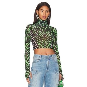 AFRM Micaela Top in Green Zebra